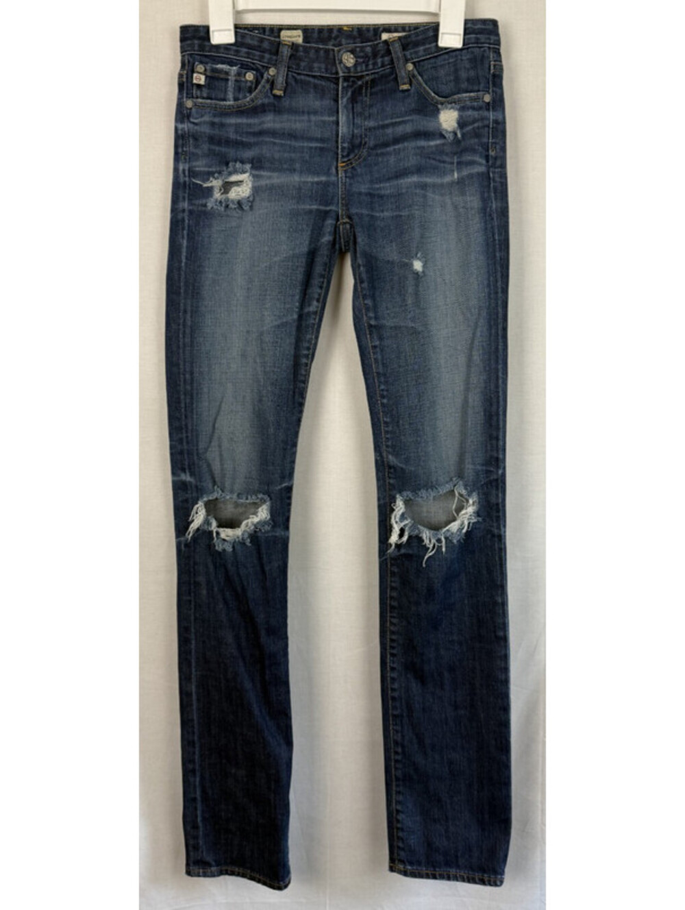 AG Adriano Goldschmied Premiere Skinny Straight Jeans Womens Size 27R Distressed